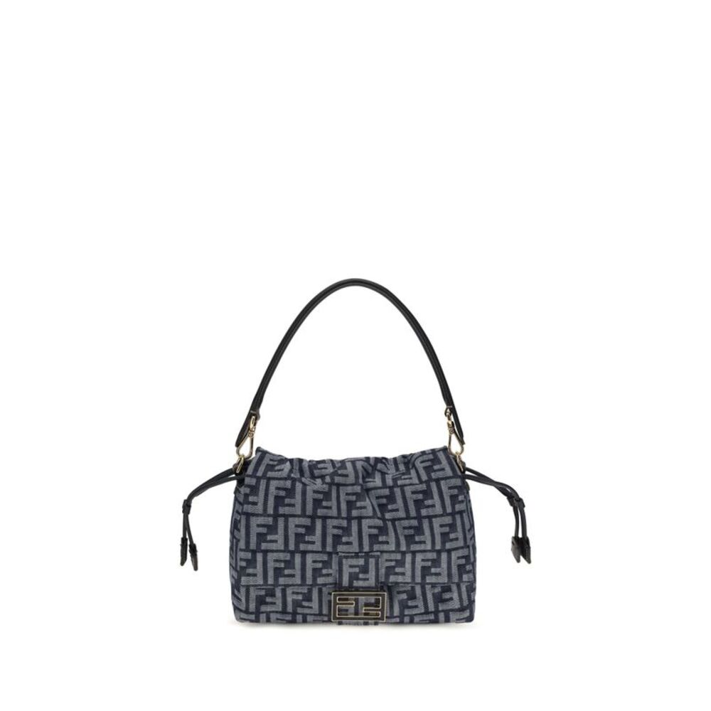Fendi Women Mamma Baguette Shoulder Bag In Ff Jacquard Denim